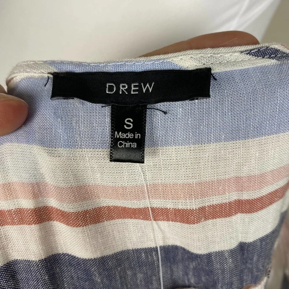 Anthropologie Drew Dress Wrap Linen Striped Tie Candy Stripe Size Small NWT - Picture 10 of 13
